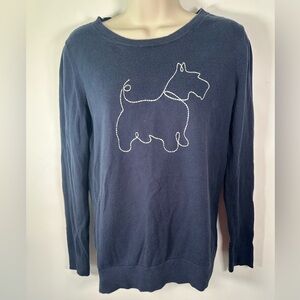 Loft outlet Scotty Dog sweater navy women’s size Medium